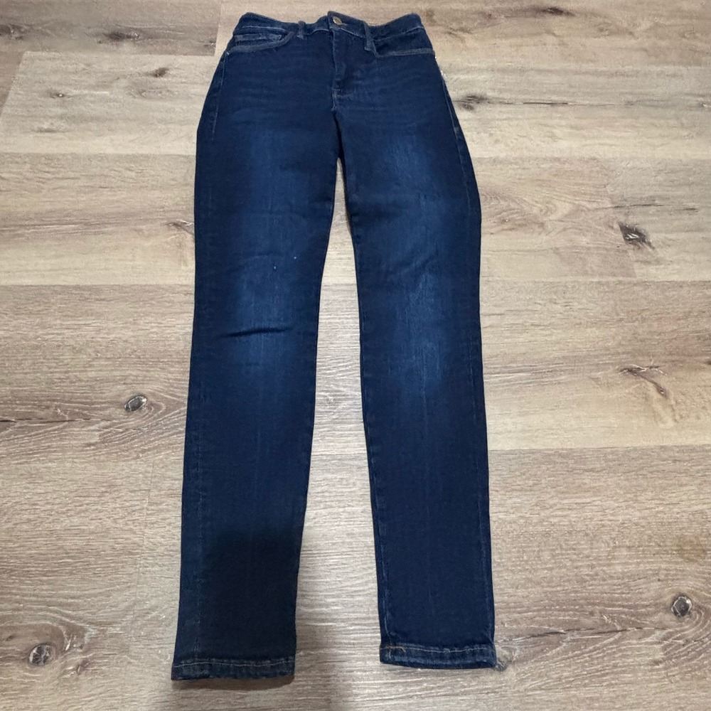 FRAME Le One Skinny Jeans Indigo Blue High Rise Size 1 Stretch Denim